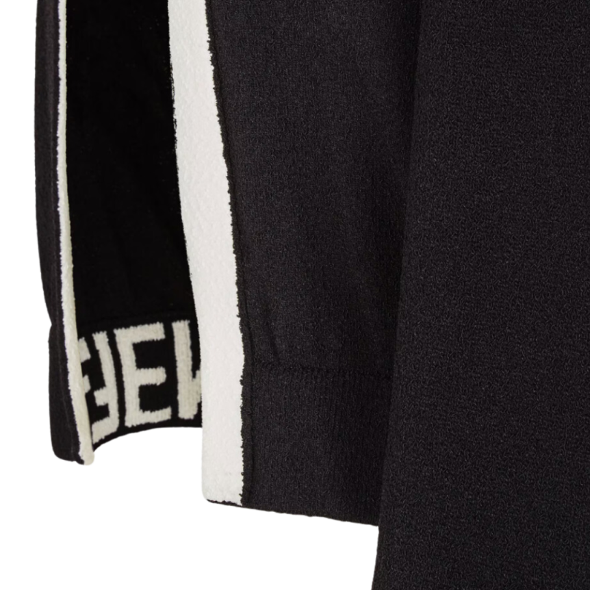 Cardigan pression FENDI col rond viscose noir Fendi Mirror blanc