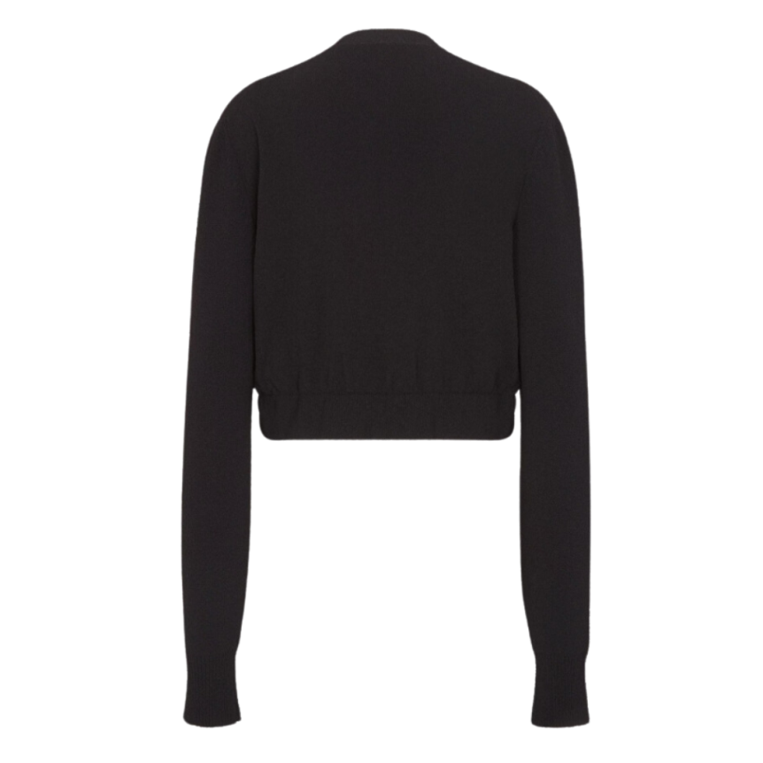 Cardigan pression FENDI col rond viscose noir Fendi Mirror blanc