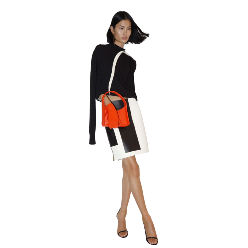 Cardigan pression FENDI col rond viscose noir Fendi Mirror blanc