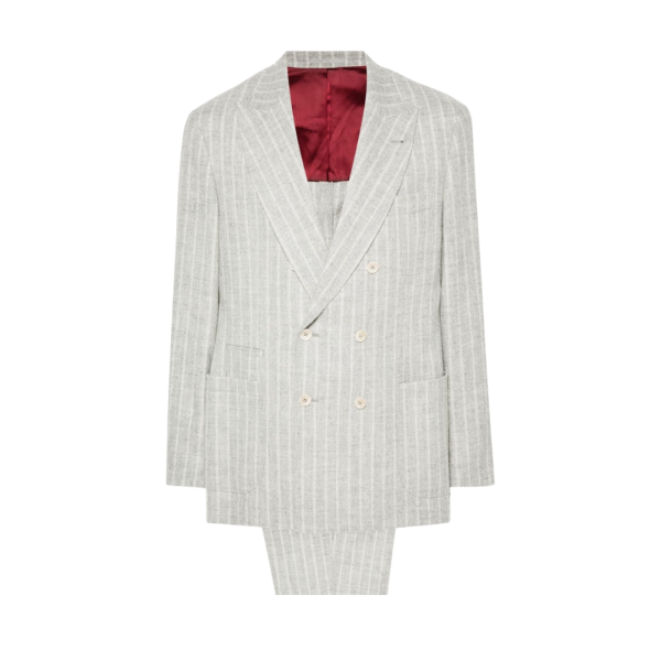 Costume BRUNELLO CUCINELLI à rayures Tennis laine alpaga gris clair