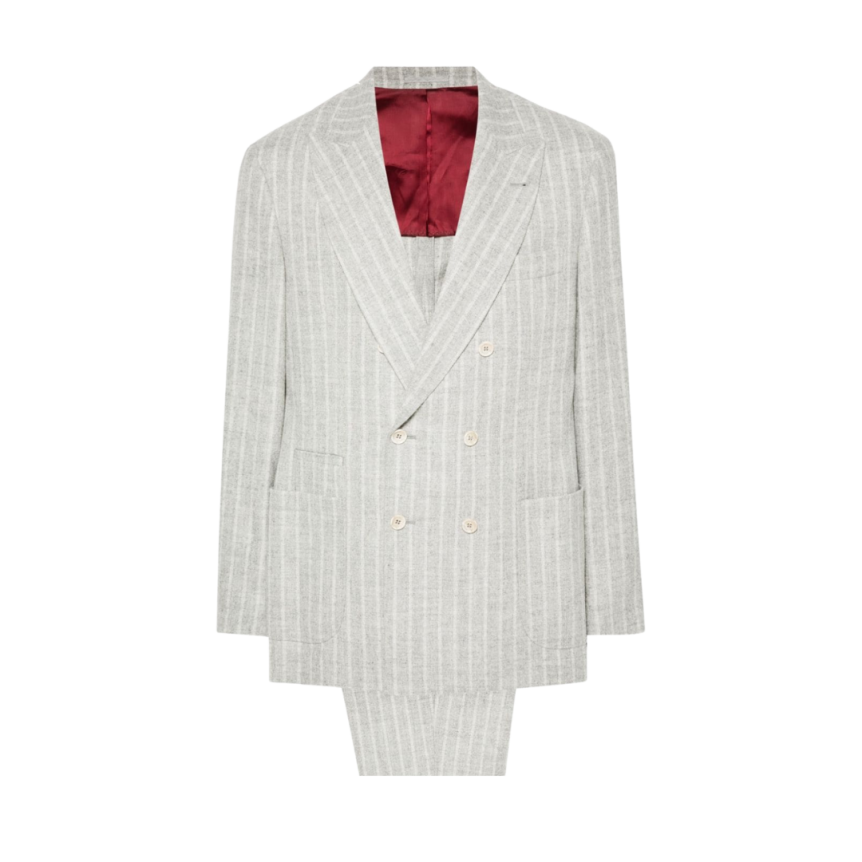 Costume BRUNELLO CUCINELLI à rayures Tennis laine alpaga gris clair