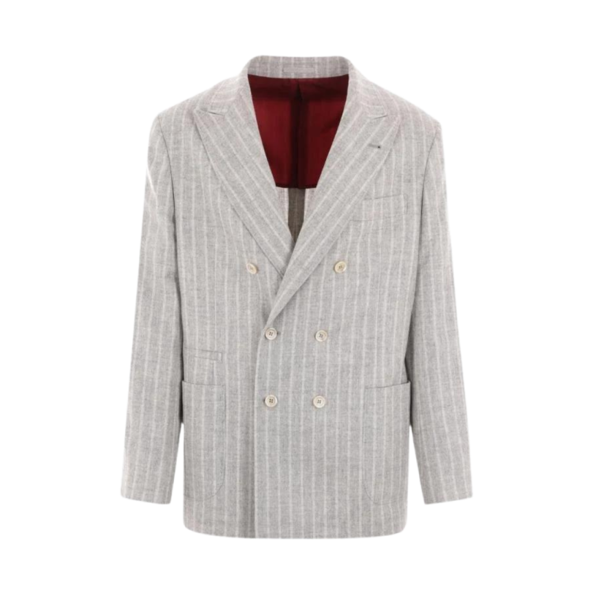 Costume BRUNELLO CUCINELLI à rayures Tennis laine alpaga gris clair