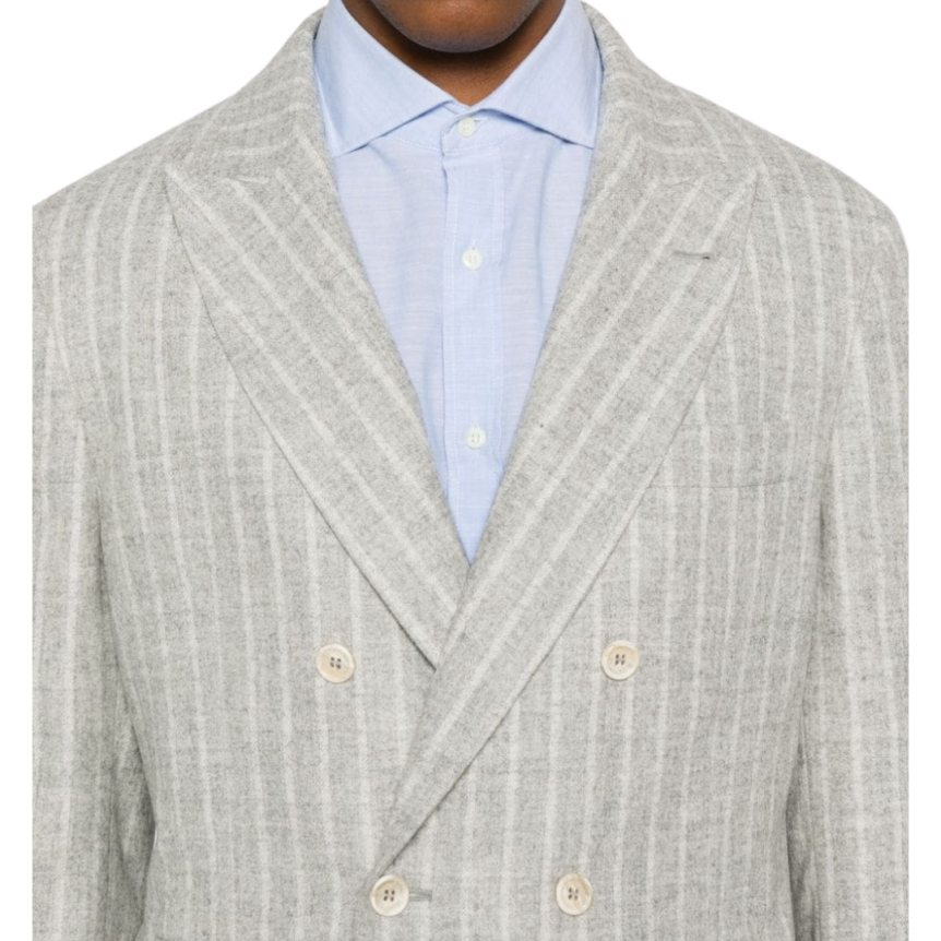 Costume BRUNELLO CUCINELLI à rayures Tennis laine alpaga gris clair