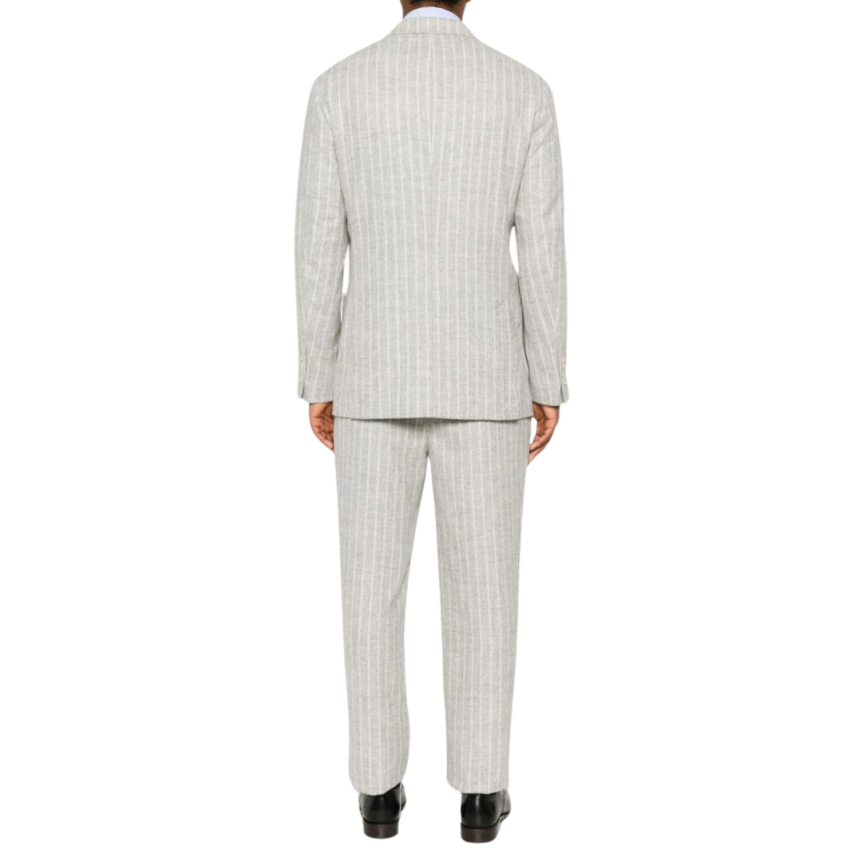Costume BRUNELLO CUCINELLI à rayures Tennis laine alpaga gris clair