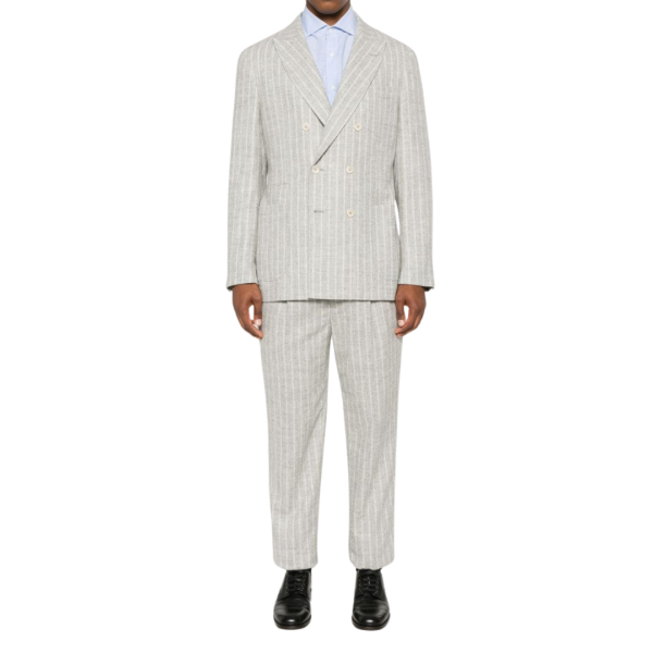 Costume BRUNELLO CUCINELLI à rayures Tennis laine alpaga gris clair