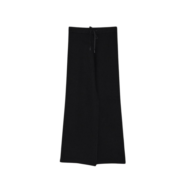 Pantalon YVES SALOMON ample maille laine noir taille élastique lien