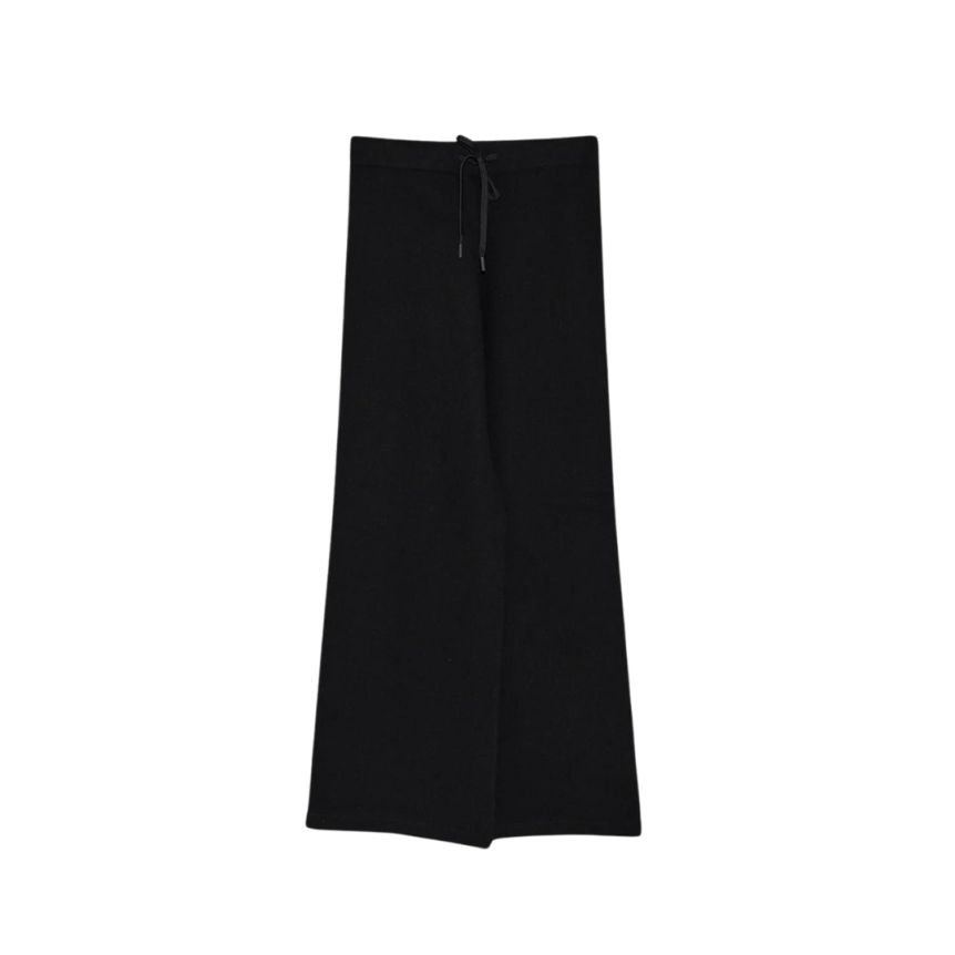 Pantalon YVES SALOMON ample maille laine noir taille élastique lien