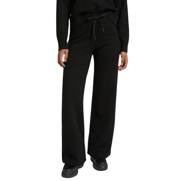 Pantalon YVES SALOMON ample maille laine noir taille élastique lien