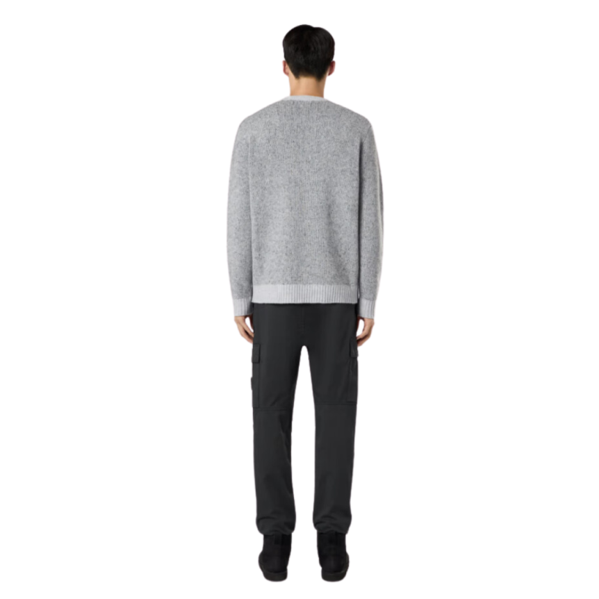 Pull ras-du-cou STONE ISLAND laine mélangée grise effet gaze logo Compass jacquard