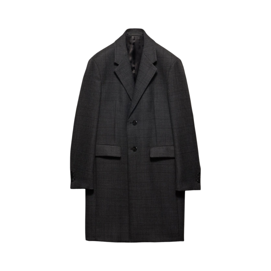 Manteau PRADA Prince de Galles laine carreaux gris anthracite