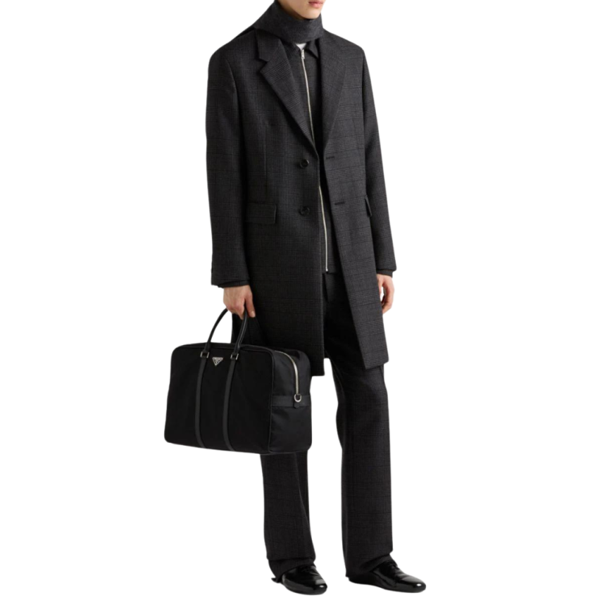 Manteau PRADA Prince de Galles laine carreaux gris anthracite