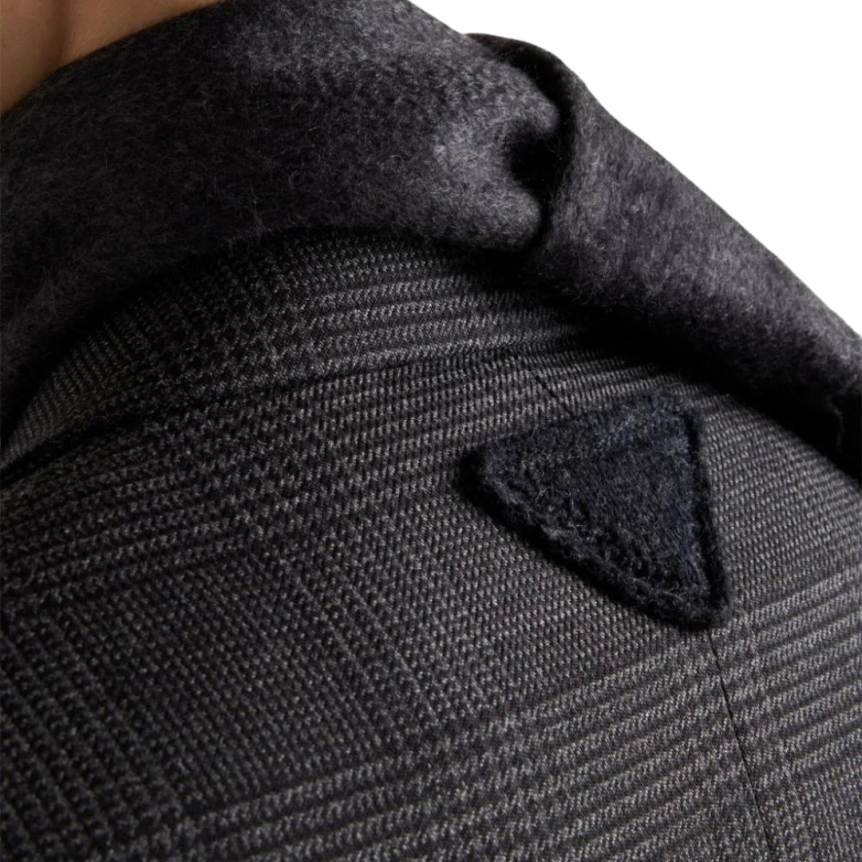 Manteau PRADA Prince de Galles laine carreaux gris anthracite