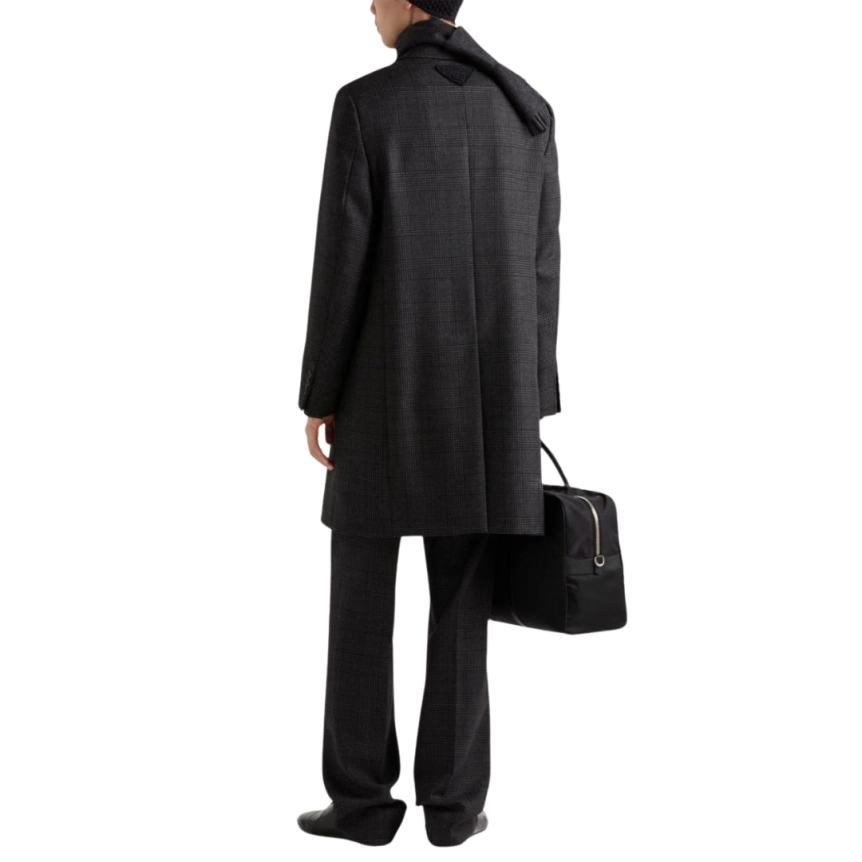 Manteau PRADA Prince de Galles laine carreaux gris anthracite