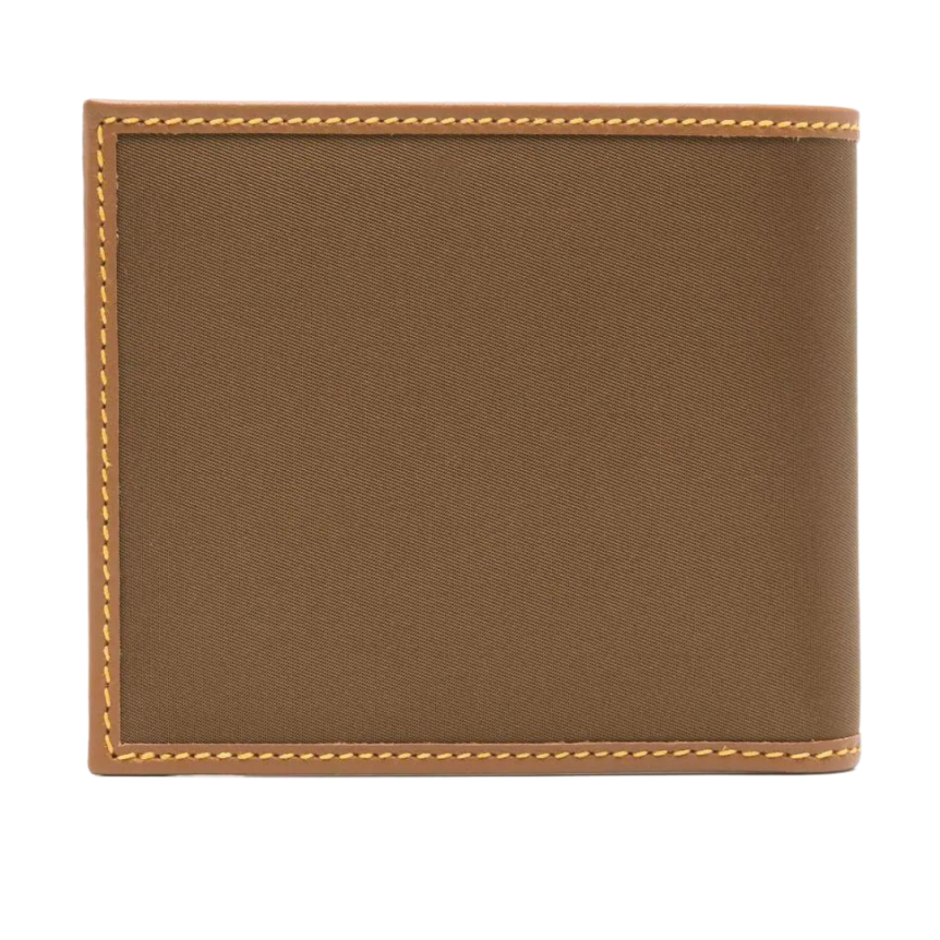 Porte carte PRADA double volet nylon marron cuir camel