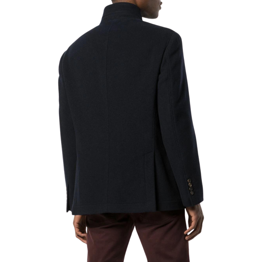 Veste droite BRUNELLO CUCINELLI officier bleu marine poches plaquées