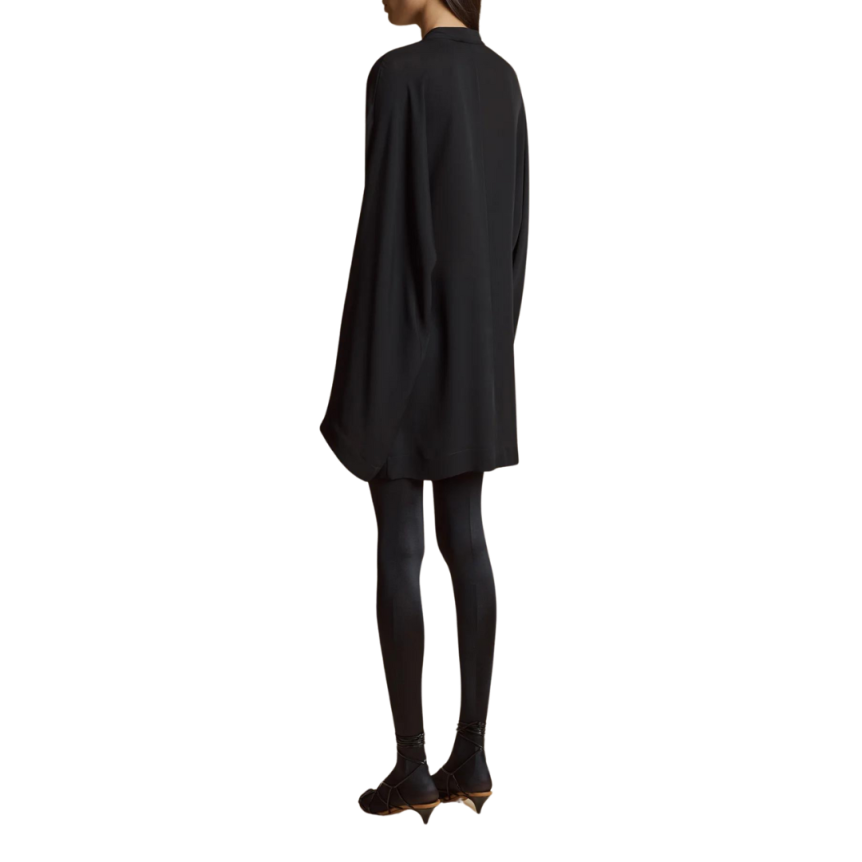 Robe KHAITE Mehna liquette soie crêpe Georgette noir lien cravate