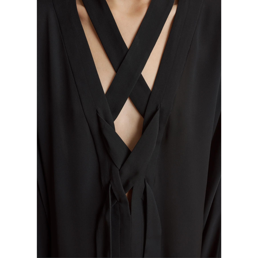 Robe KHAITE Mehna liquette soie crêpe Georgette noir lien cravate