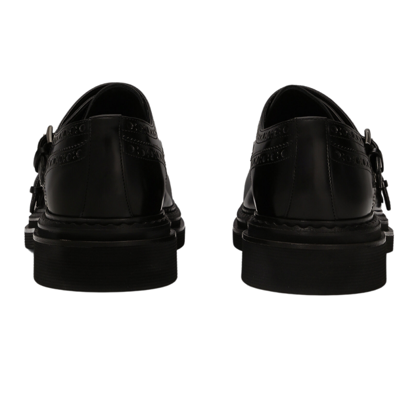 Chaussures à boucle DOLCE & GABBANA cuir veau brossé noir bout fleuri