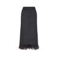Jupe longue laine vierge gris anthracite plumes