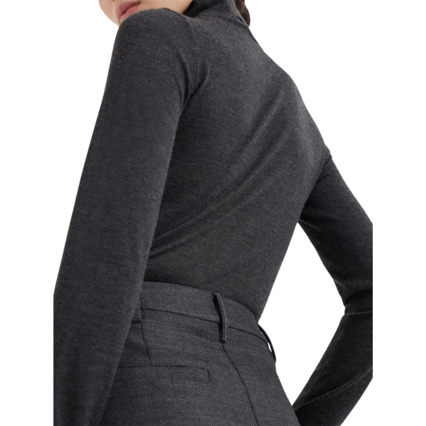 Jupe longue BRUNELLO CUCINELLI laine vierge gris anthracite plumes