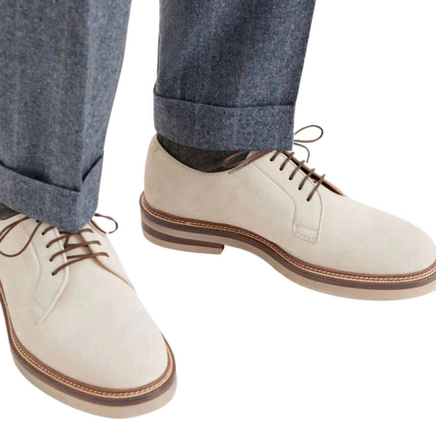 Derbies lacets BRUNELLO CUCINELLI daim beige clair