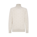 Pull col roulé laine alpaga jacquard blanc écru