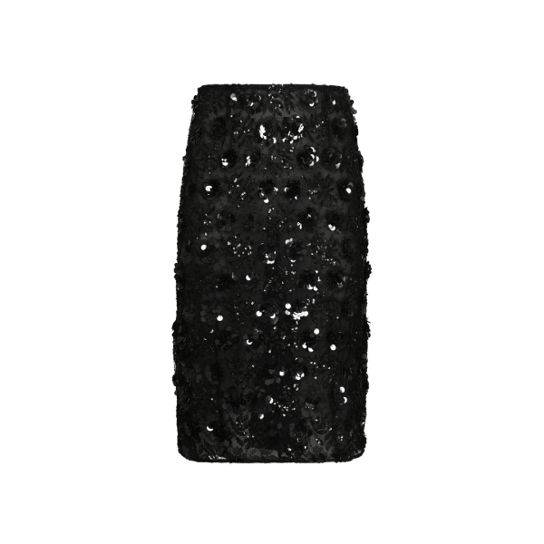 Jupe mi-mollet DOLCE & GABBANA dentelle viscose noir paillettes sequins