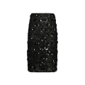 Jupe mi mollet dentelle viscose noir paillettes sequins