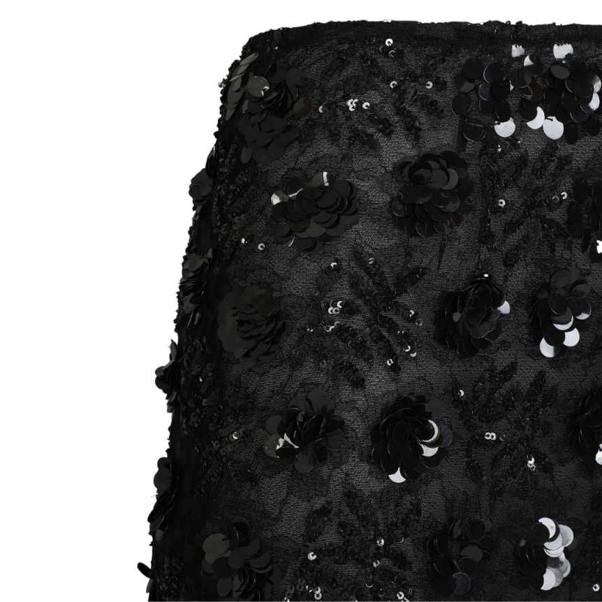 Jupe mi-mollet DOLCE & GABBANA dentelle viscose noir paillettes sequins