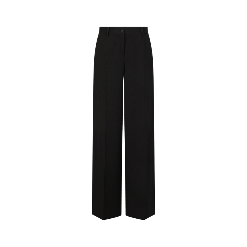 Pantalon évasé DOLCE & GABBANA Black Sicily gabardine laine vierge noir