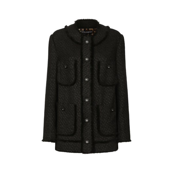 Veste simple boutonnage DOLCE & GABBANA tweed laine raschel noir