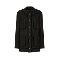 Veste simple boutonnage tweed laine raschel noir
