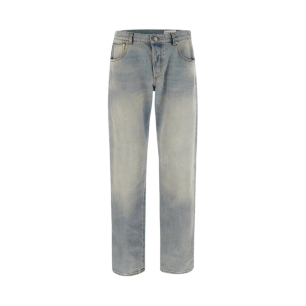 Jean denim ALEXANDER MCQUEEN bleu clair coton effet délavé