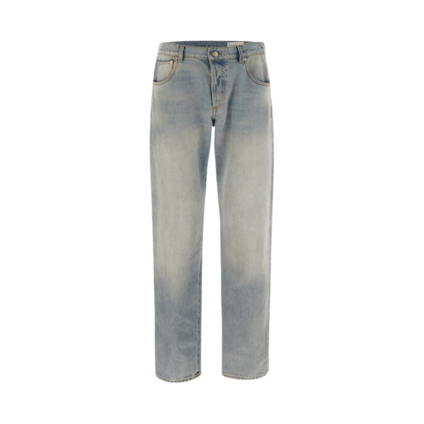 Jean denim ALEXANDER MCQUEEN bleu clair coton effet délavé