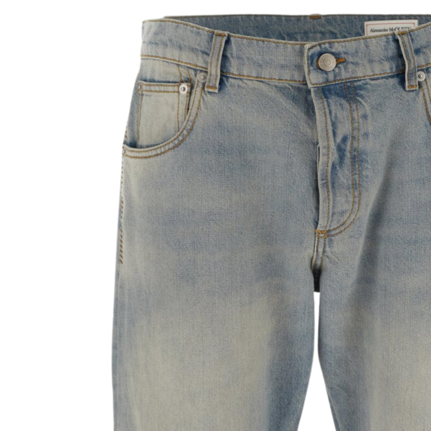 Jean denim ALEXANDER MCQUEEN bleu clair coton effet délavé
