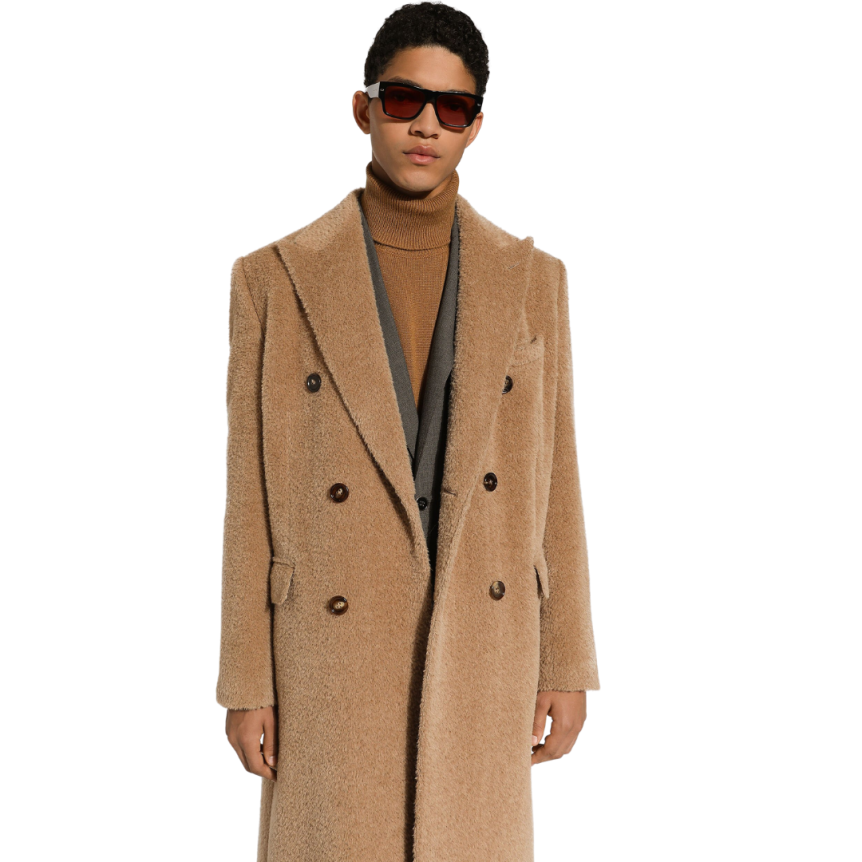 Manteau croisé DOLCE & GABBANA laine lama camel