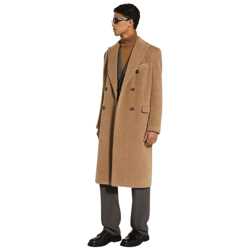 Manteau croisé DOLCE & GABBANA laine lama camel