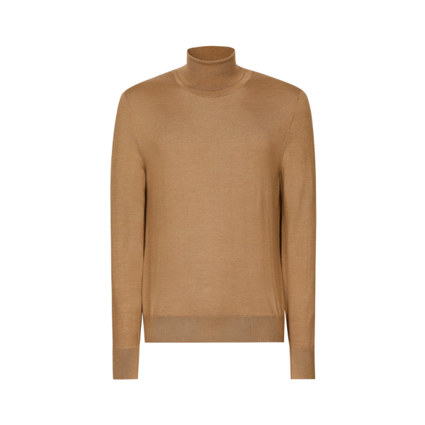Pull col roulé DOLCE & GABBANA en cachemire et soie camel