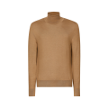 Pull col roulé en cachemire et soie camel