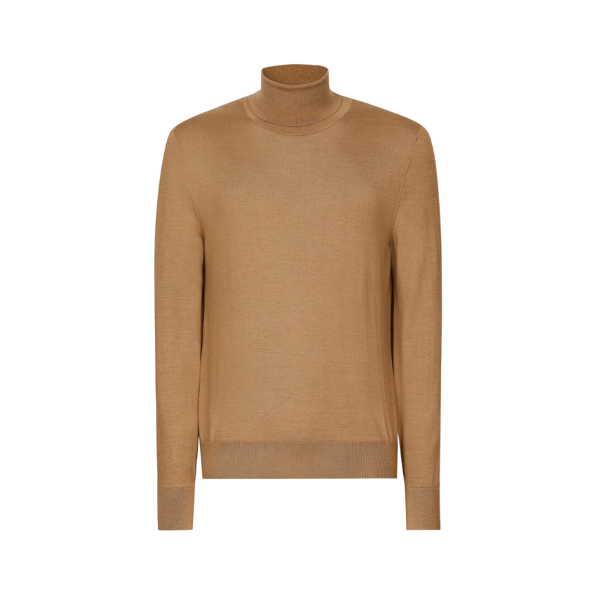 Pull col roulé DOLCE & GABBANA en cachemire et soie camel