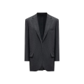 Veste mi longue blazer croisé flanelle gris anthracite