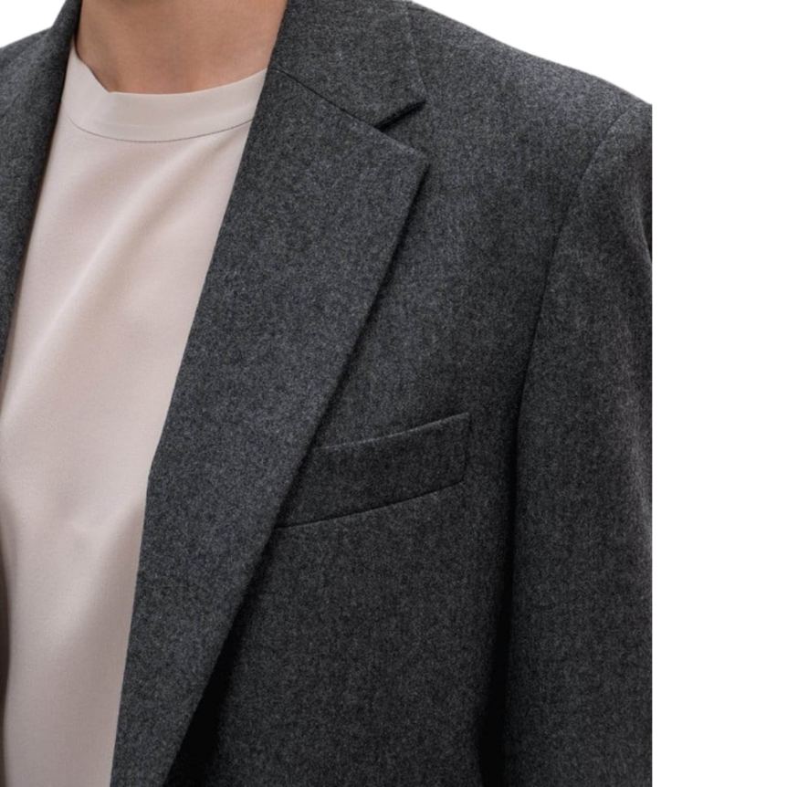 Veste mi longue BRUNELLO CUCINELLI blazer croisé flanelle gris anthracite