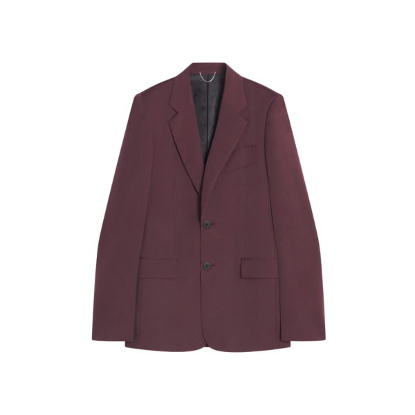 Veste à simple boutonnage LANVIN laine tissée bordeaux