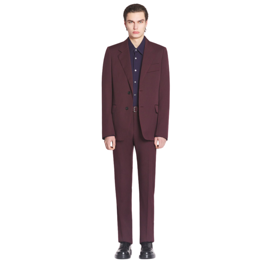 Veste à simple boutonnage LANVIN laine tissée bordeaux