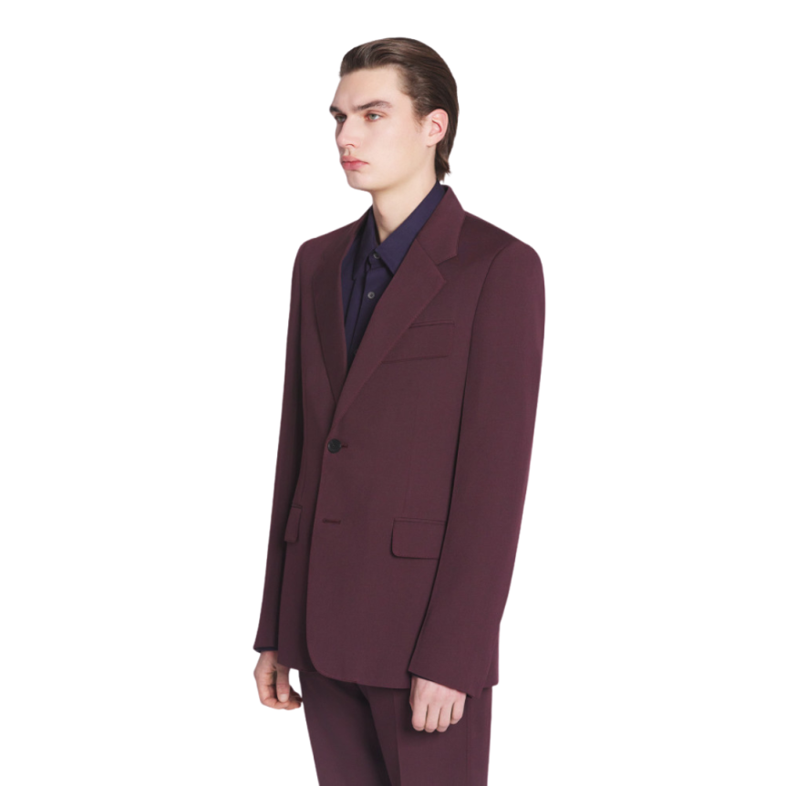 Veste à simple boutonnage LANVIN laine tissée bordeaux