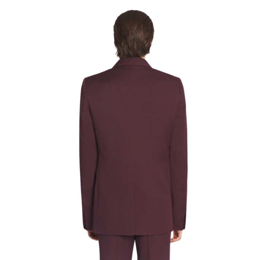 Veste à simple boutonnage LANVIN laine tissée bordeaux