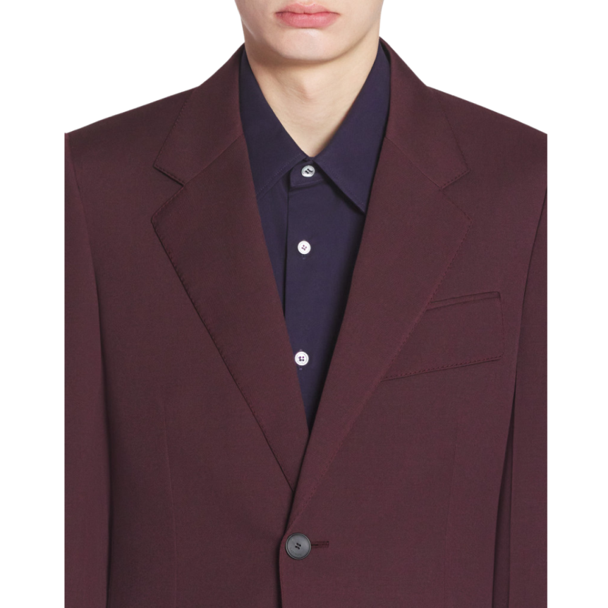 Veste à simple boutonnage LANVIN laine tissée bordeaux