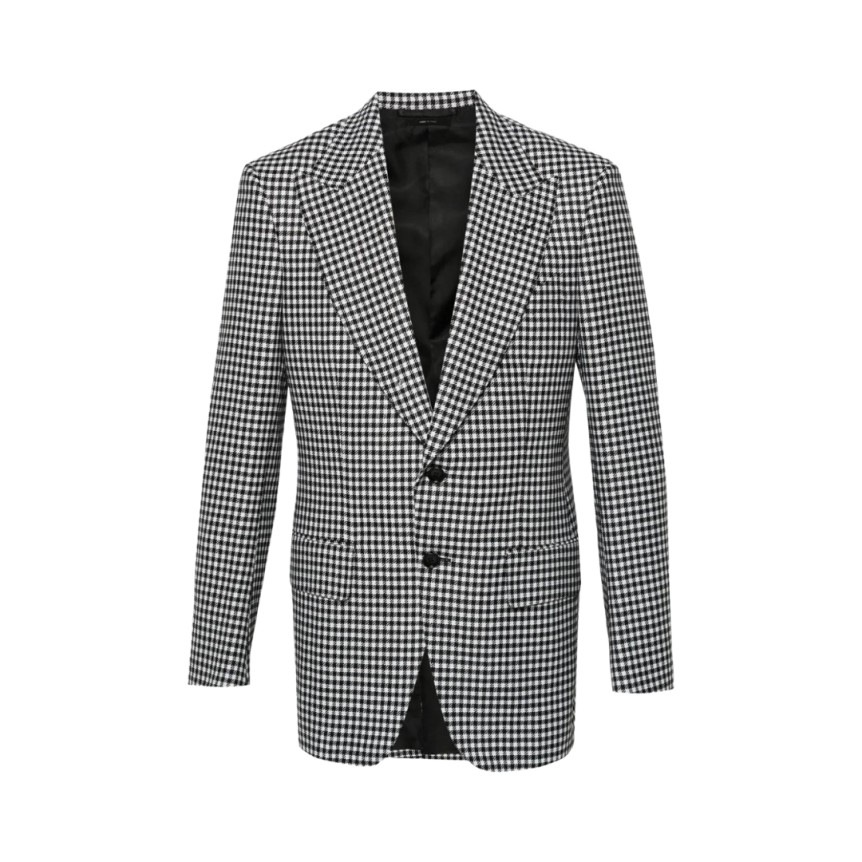 Blazer droit bouton TOM FORD laine motif pied-de-poule