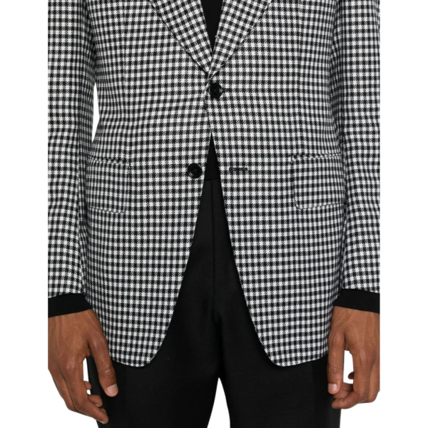 Blazer droit bouton TOM FORD laine motif pied-de-poule