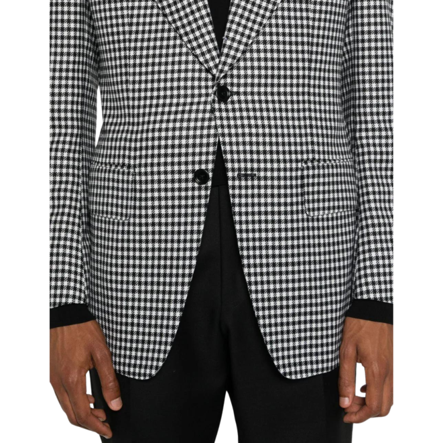 Blazer droit bouton TOM FORD laine motif pied-de-poule